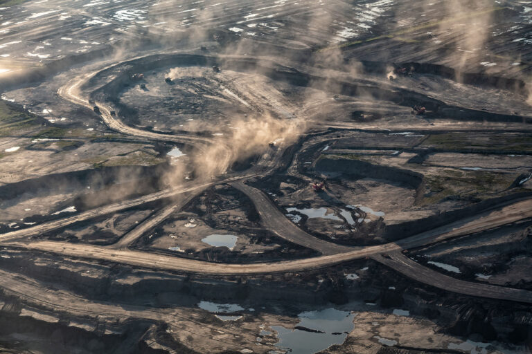 And aerial view of tarsands mining near Ft McMurray, Alberta