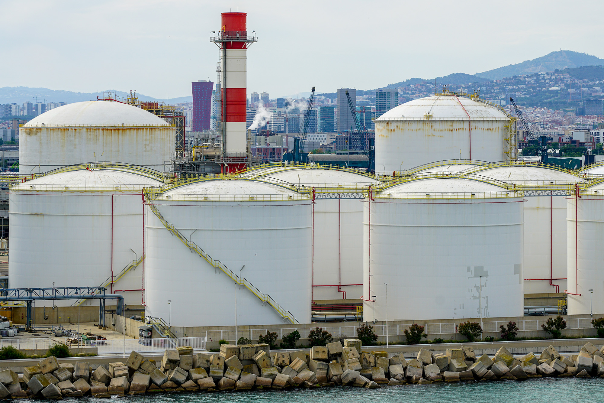 Tanks on a tank farm.